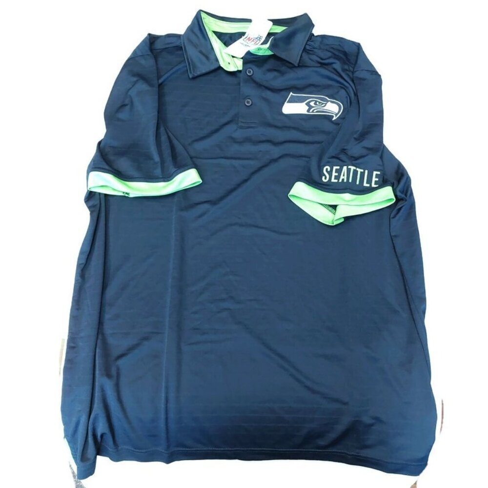 Seattle Seahawks Mens Size 2XL Short Sleeve Golf Polo Shirt Blue Team Apparel